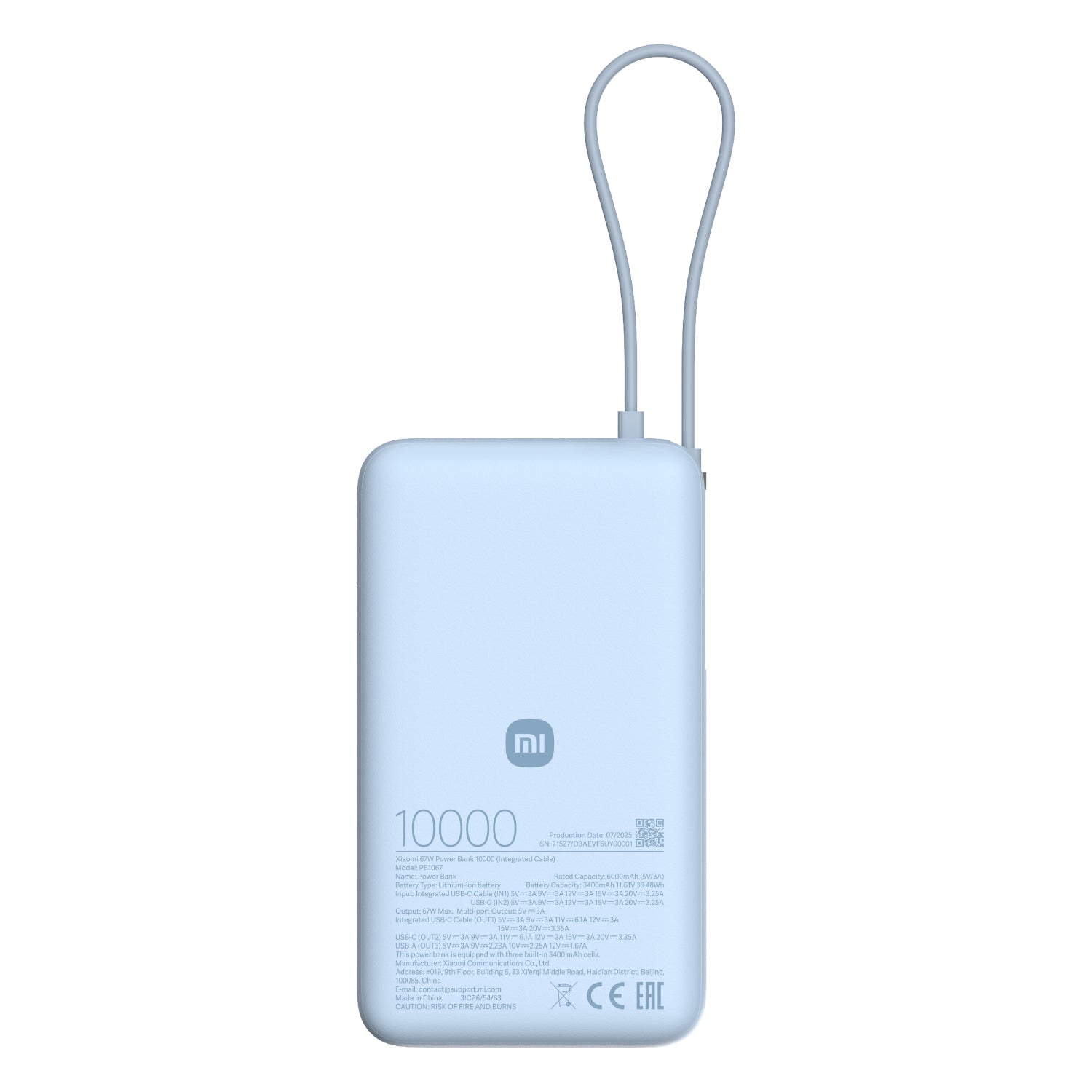 Xiaomi 67W Power Bank 10000MAH (integrated Cable) Ice Blue