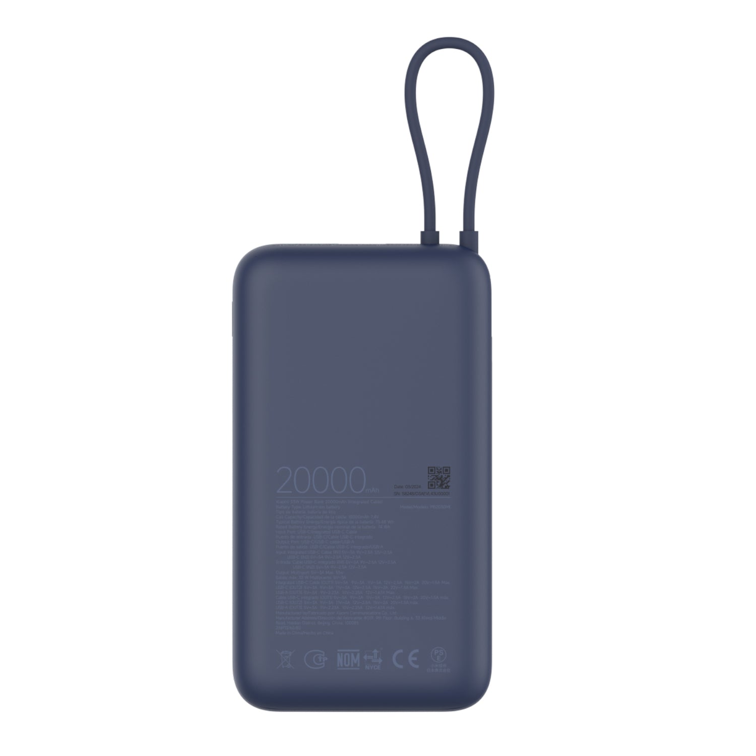 Xiaomi 33W Power Bank 20000MAH (integrated Cable) – Blue image 3
