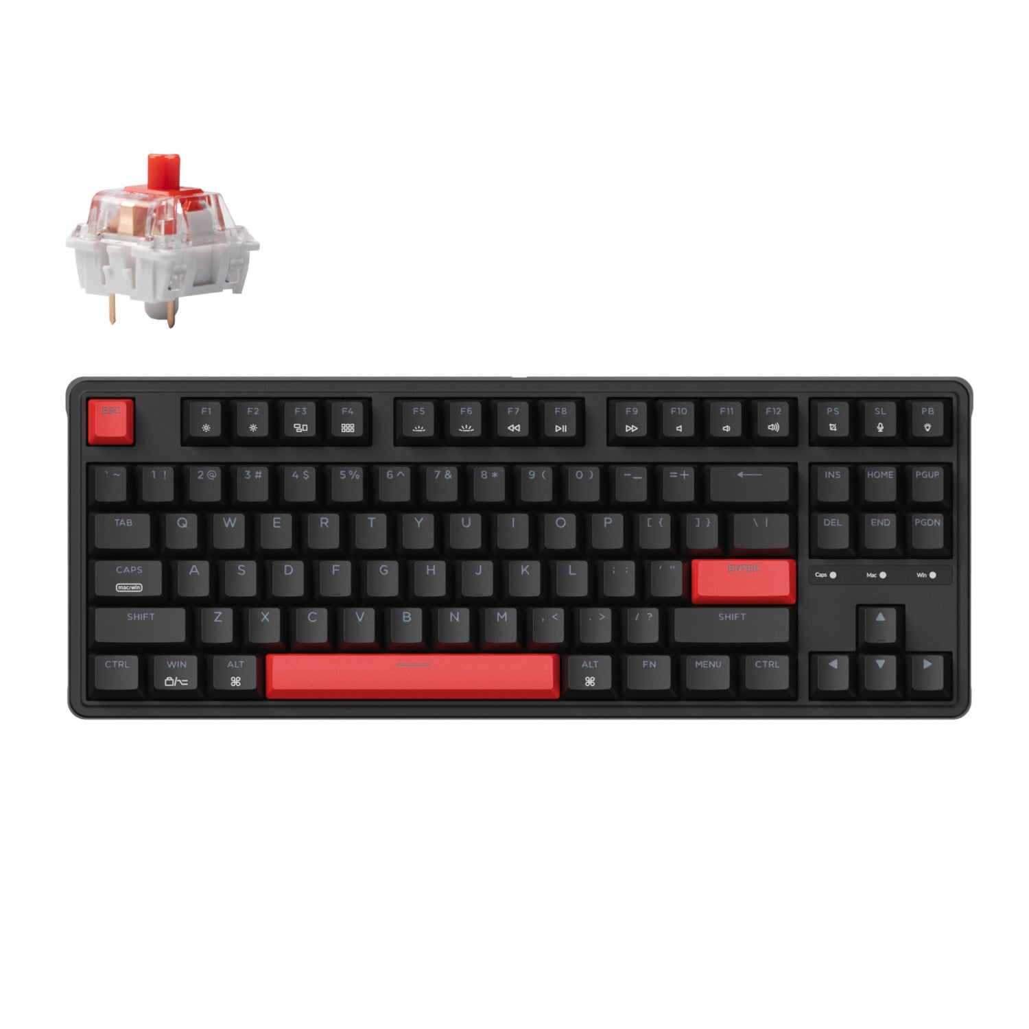 Keychron C3 Pro Qmk/Via Wired Mechanical Keyboard (80% Layout, Red Switches, Abs Keycaps)
