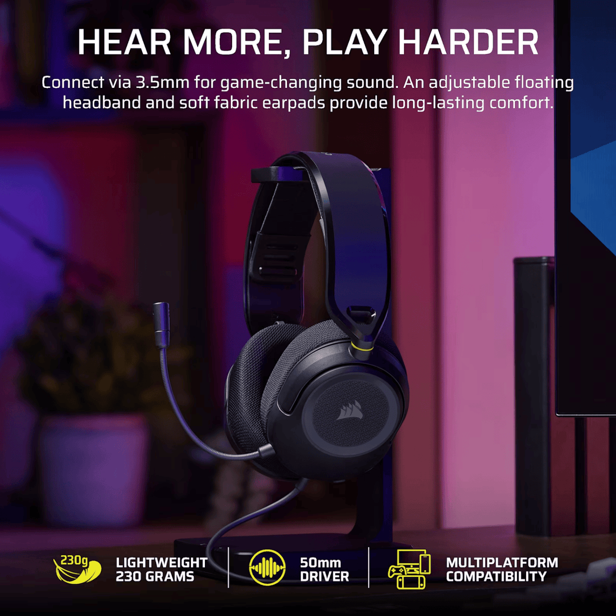 Corsair HS35 V3 Wired Gaming Headset Carbon image 5