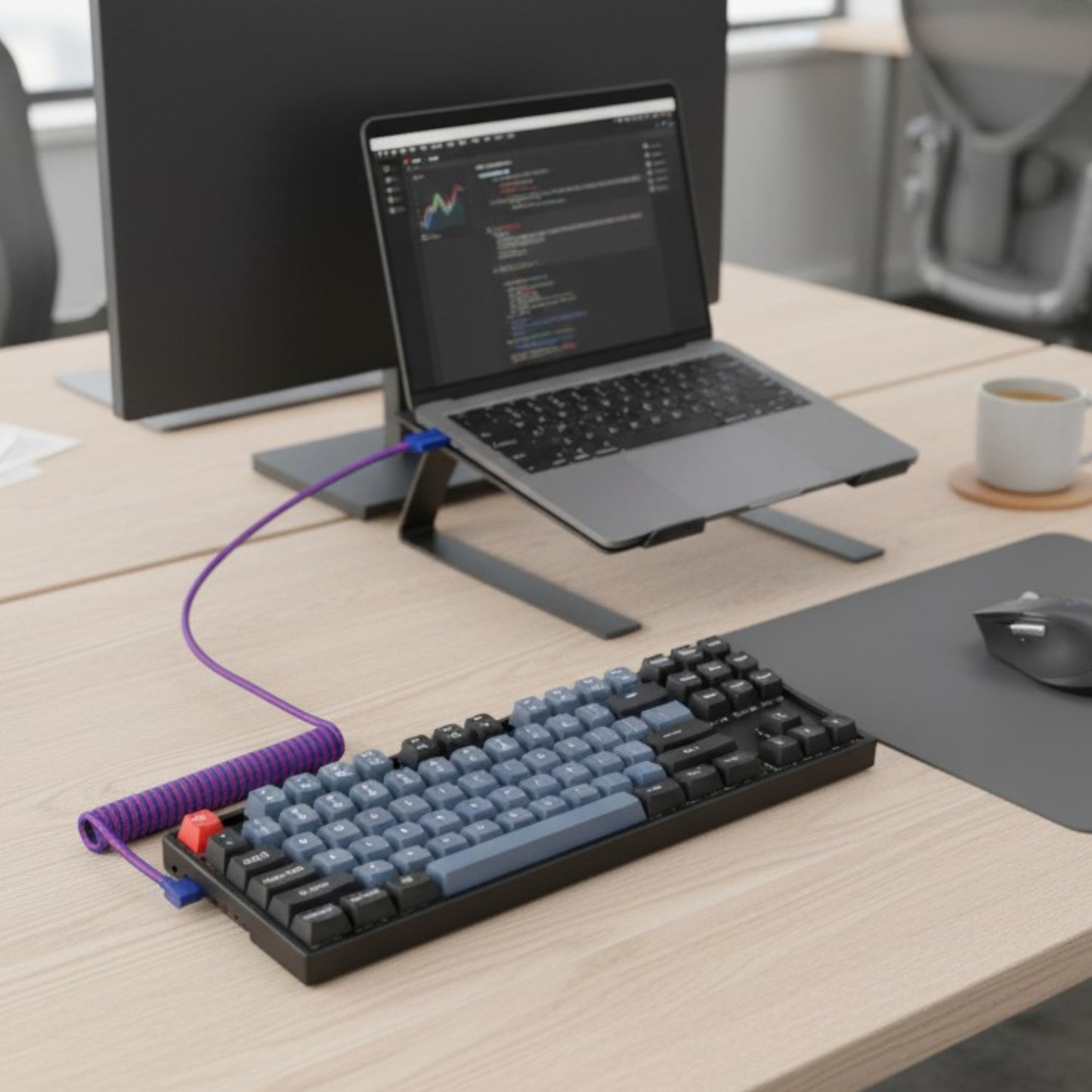 Keychron Premium Coiled Aviator USB Cable | Type-C + Usb-A Adapter | Detachable Aviator Connector | 108 Cm image 5