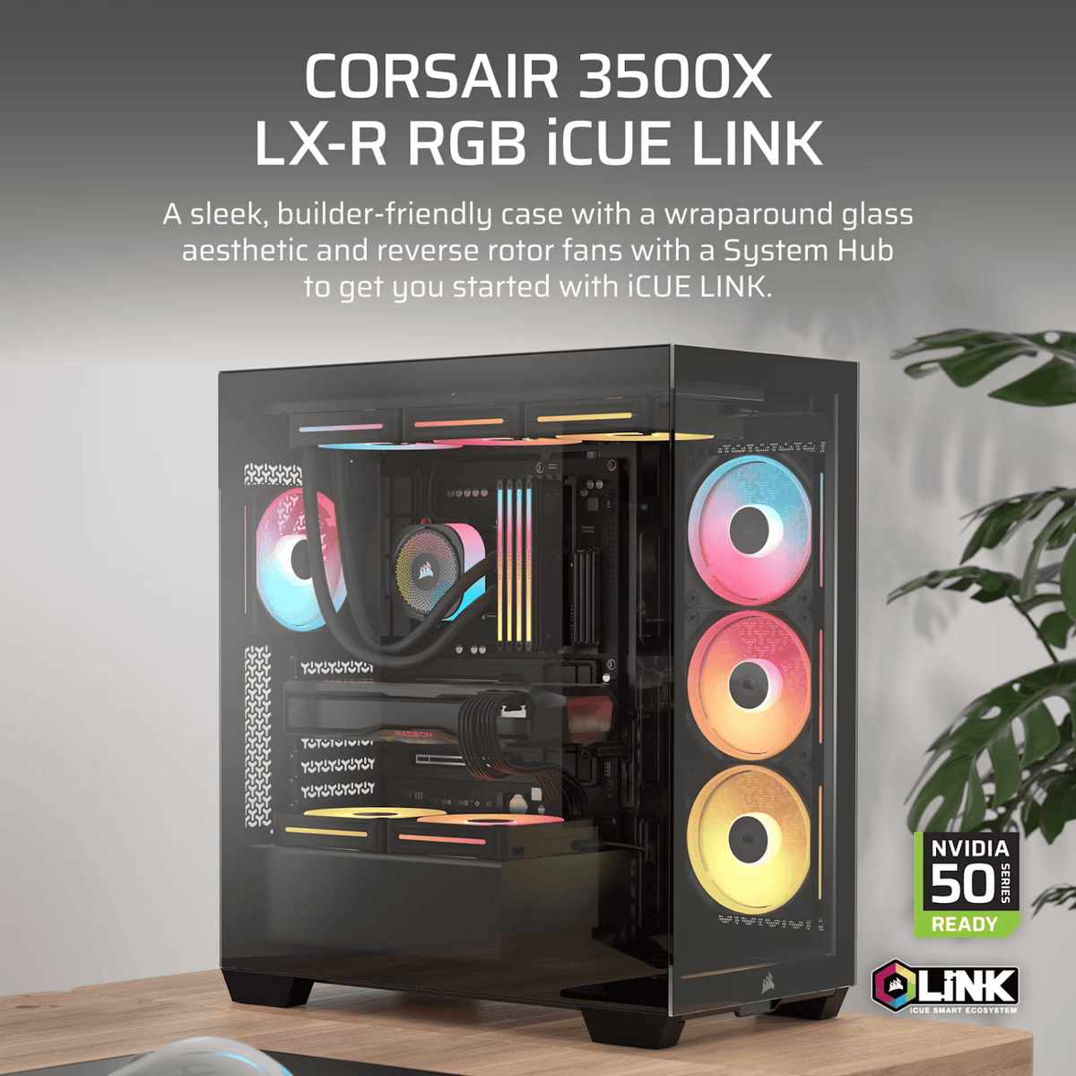 Corsair 3500X Lx-R RGB Icue Link Mid-Tower PC Case Black image 2
