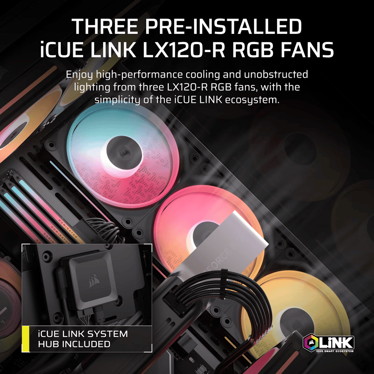 Corsair 3500X Lx-R RGB Icue Link Mid-Tower PC Case Black image 3