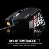 Corsair Scimitar RGB Elite Optical 18 000 DPI Moba/Mmo Gaming Mouse Black image 3