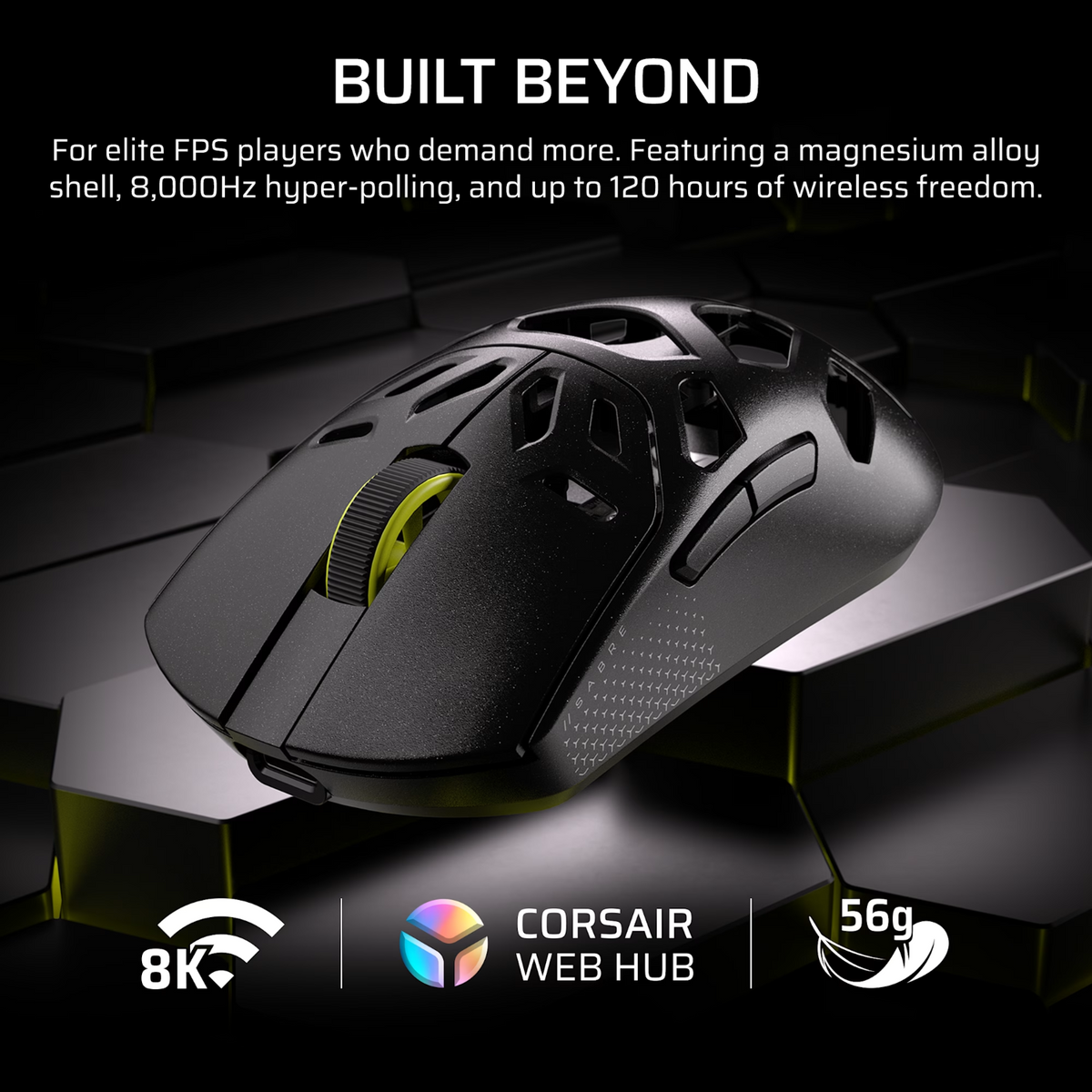 Corsair Sabre V2 Pro Wireless Magnesium Alloy 33000 DPI Gaming Mouse – Black image 4