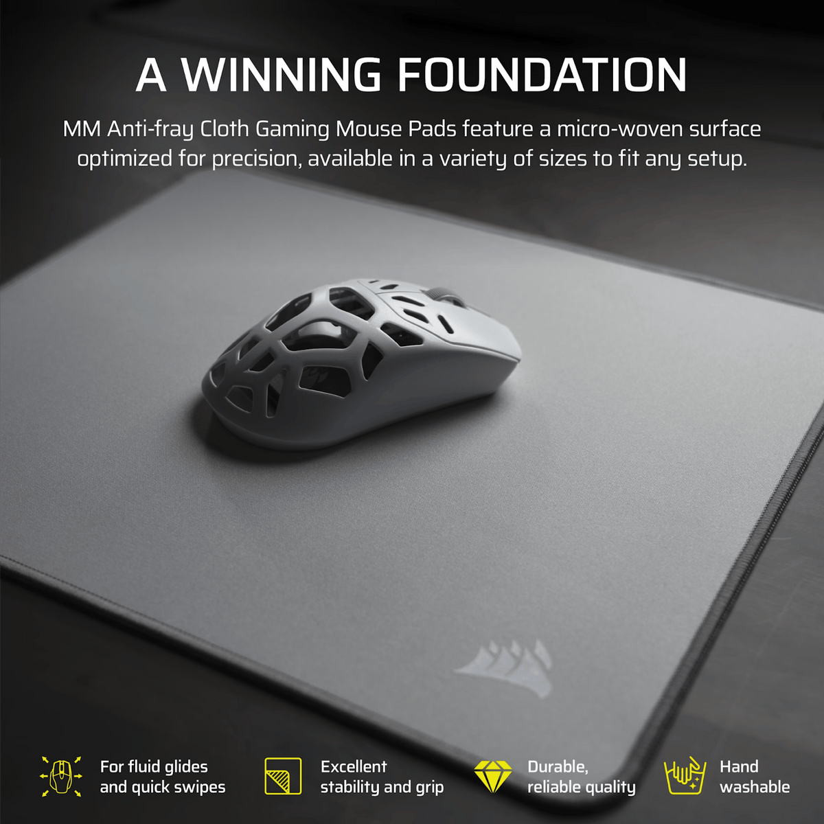 Corsair MM Anti-Fray Cloth Medium Gaming Mouse Pad – Gray image 6
