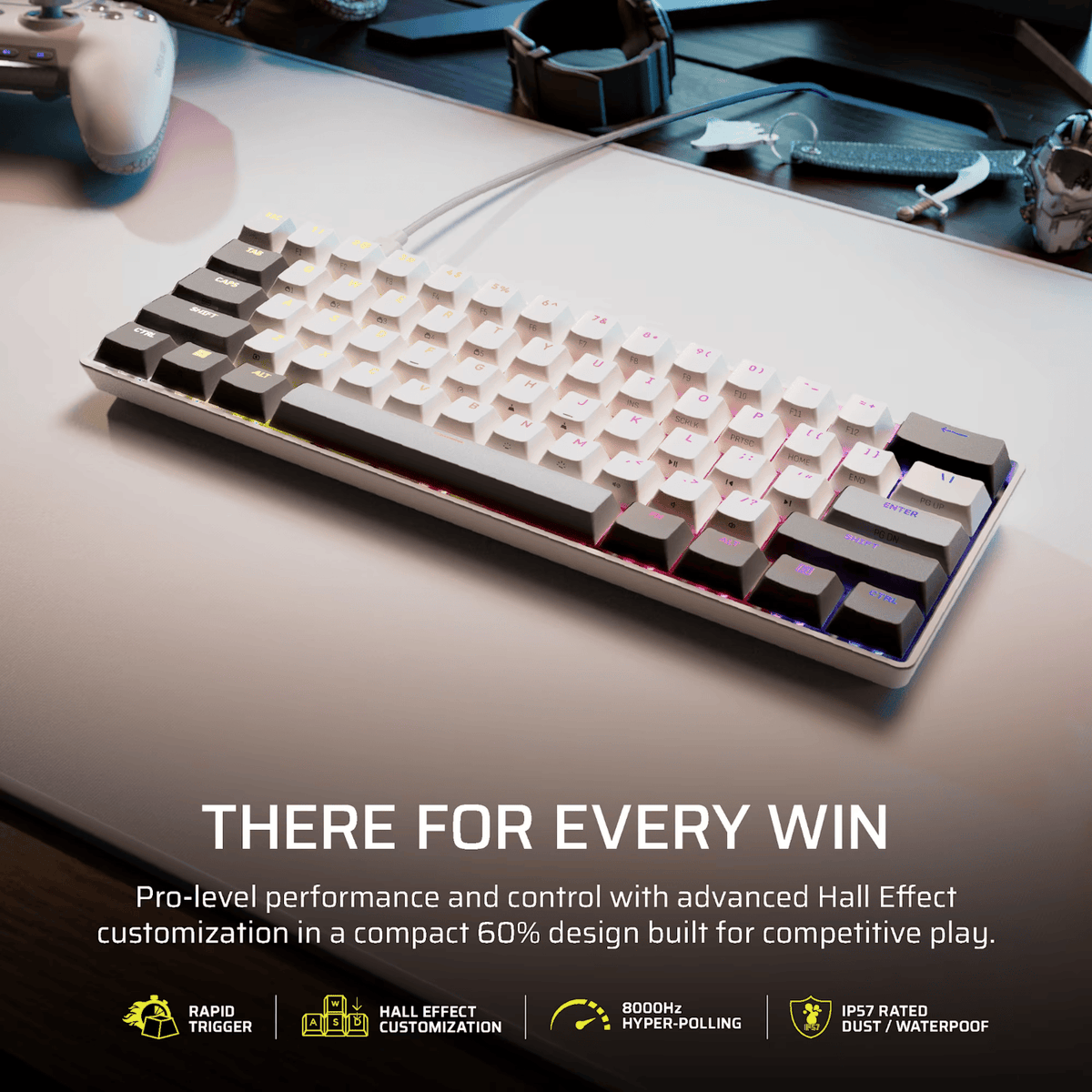 Corsair Clipper Pro Mini 60 Hall Effect Gaming Keyboard – White image 2