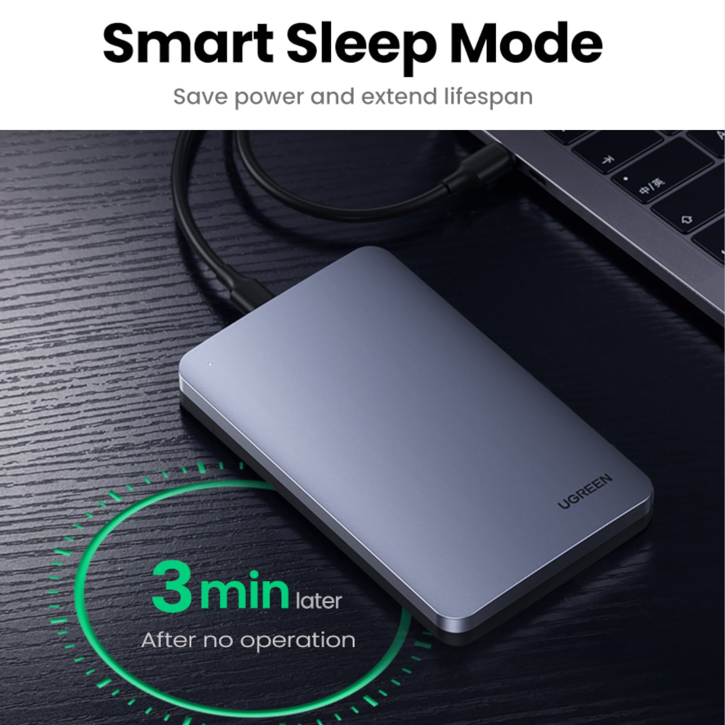 Ugreen CM300 2.5 Inch USB Type-C Hard Drive Enclosure Silver image 2