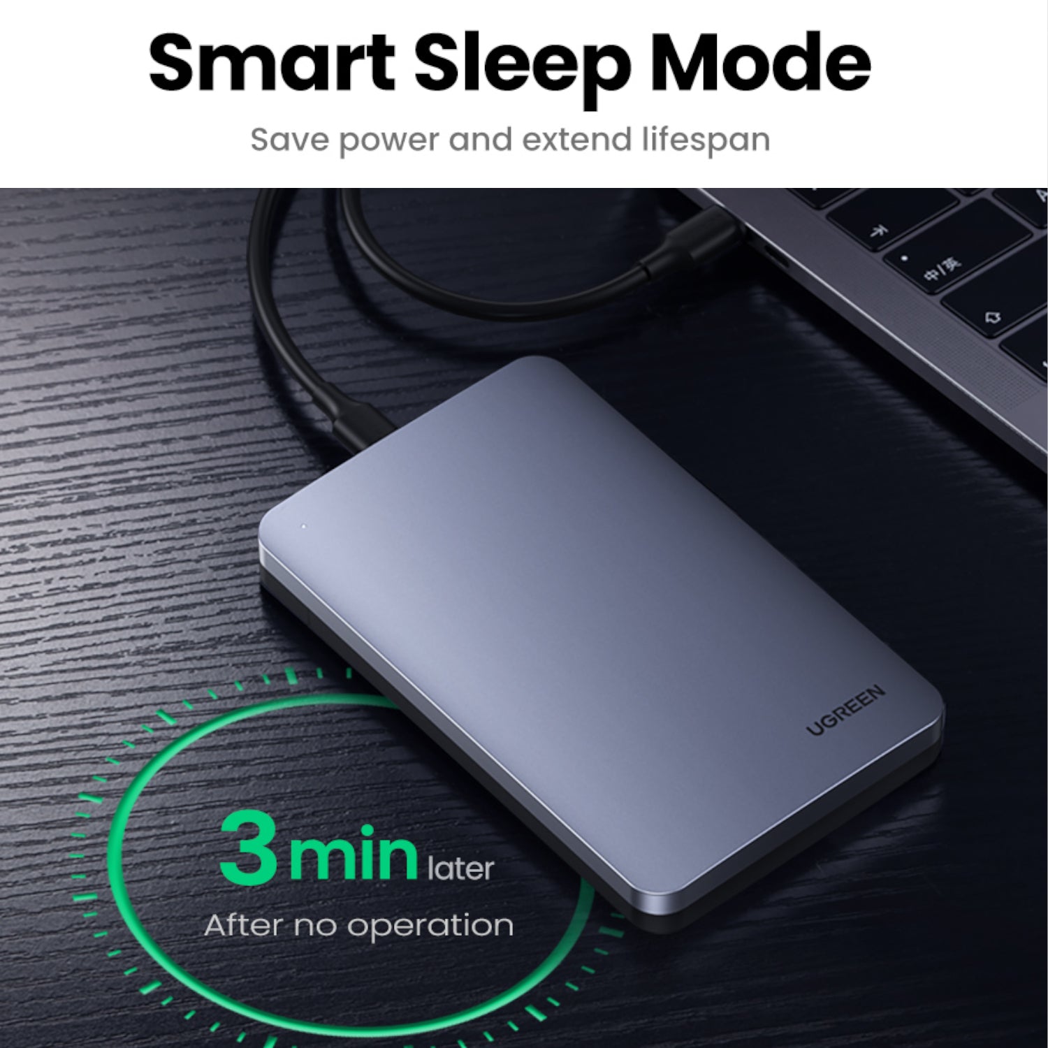 Ugreen CM300 2.5 Inch USB Type-C Hard Drive Enclosure Silver image 2