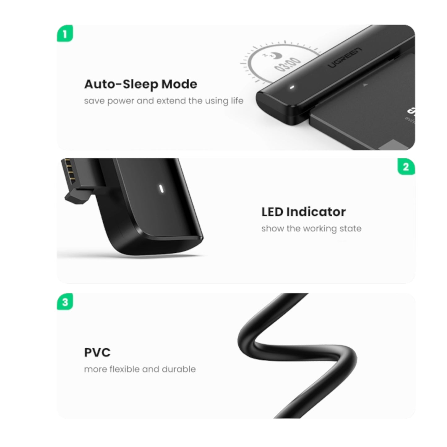 Ugreen CM321 USB Type-C To 2.5" SATA Hdd/Ssd Converter Cable 5GBPS-BLACK image 5