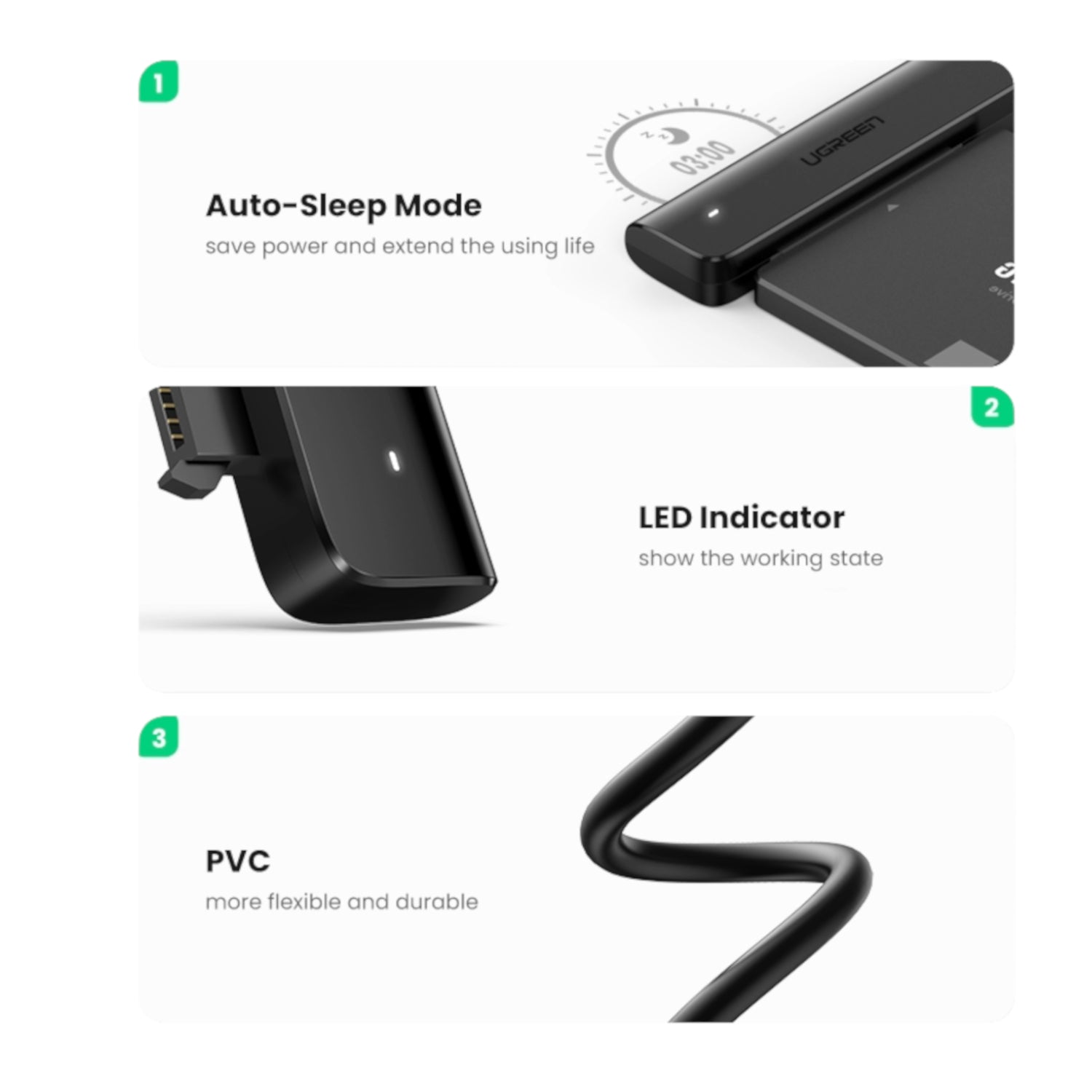 Ugreen CM321 USB Type-C To 2.5" SATA Hdd/Ssd Converter Cable 5GBPS-BLACK image 5