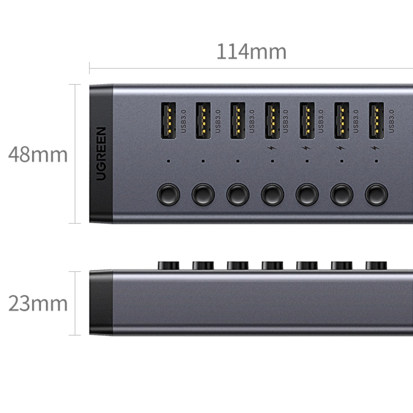 Ugreen 7 In 1 USB 3.0 Hub-Grey image 4