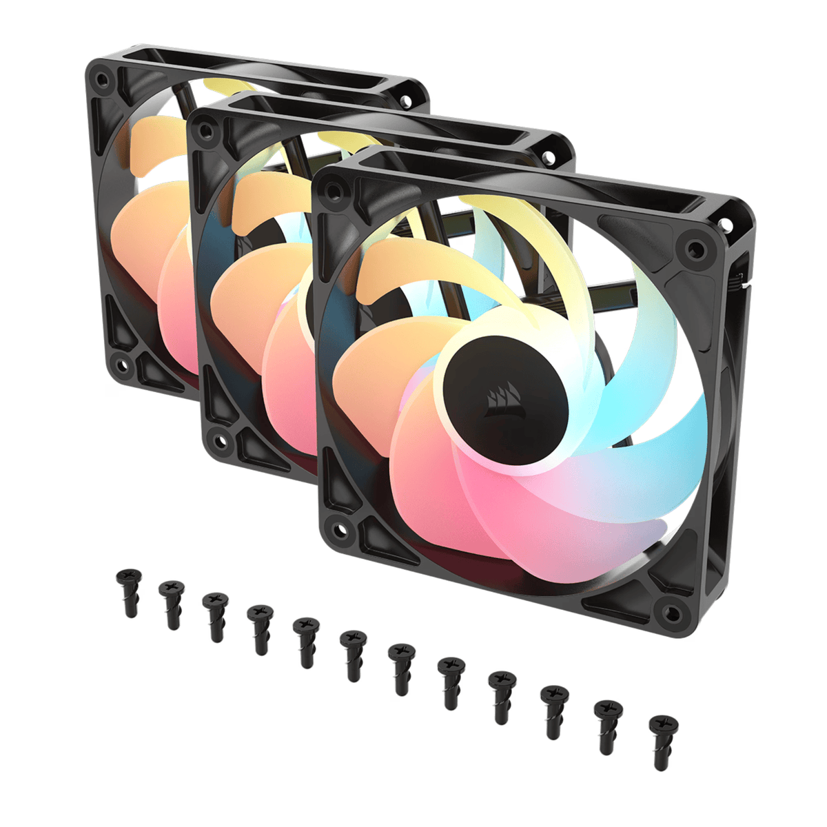 Corsair RS120-R ARGB 120MM PWM Reverse Fans Triple Pack Black image 2