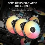 Corsair RS120-R ARGB 120MM PWM Reverse Fans Triple Pack Black image 5