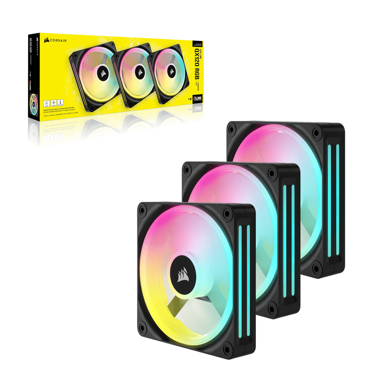 Corsair Icue Link QX120 RGB 120MM PWM PC Fans Starter Kit With Icue Link System Hub image 4