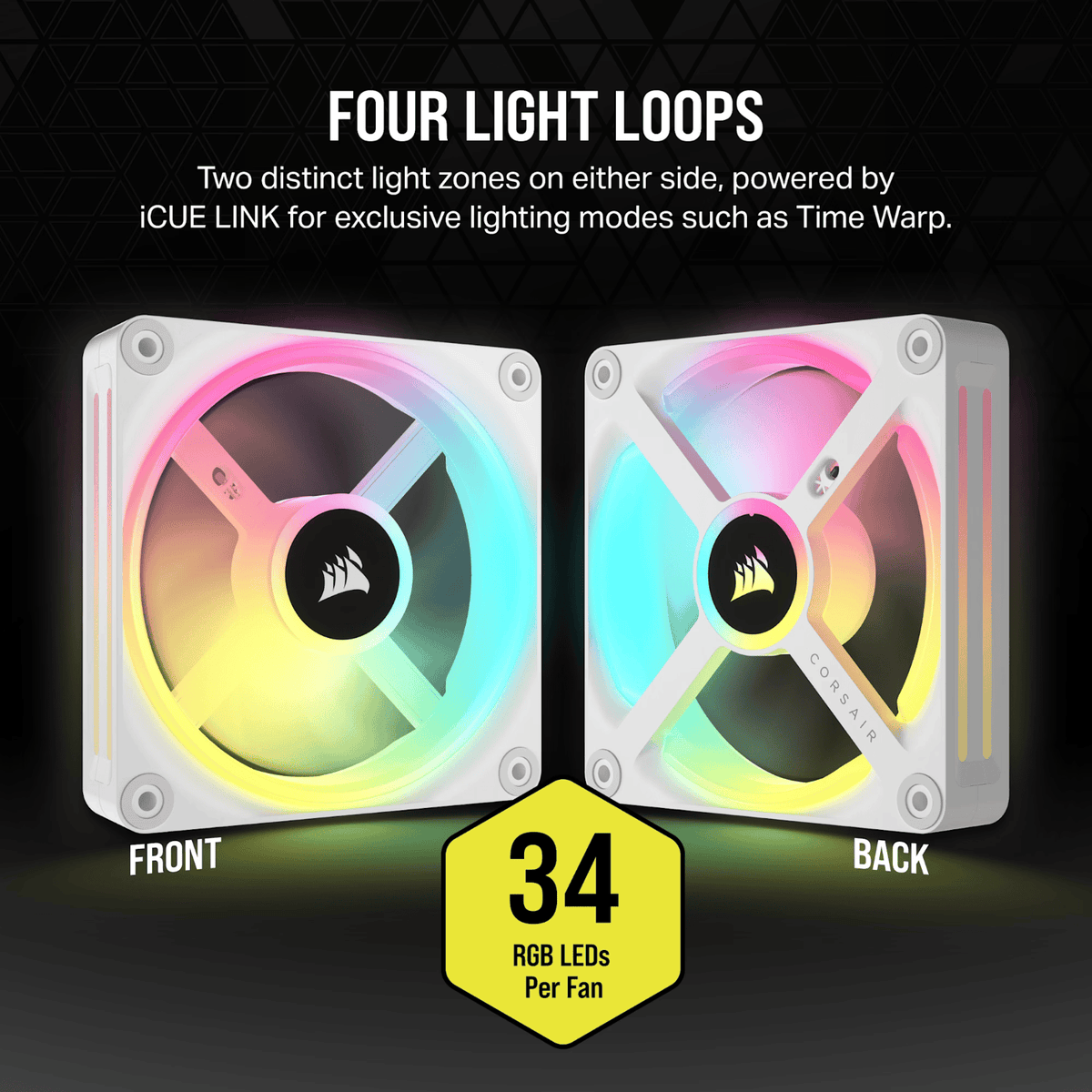 Corsair Icue Link QX120 RGB 120MM PWM PC Fan Expansion Kit White image 6