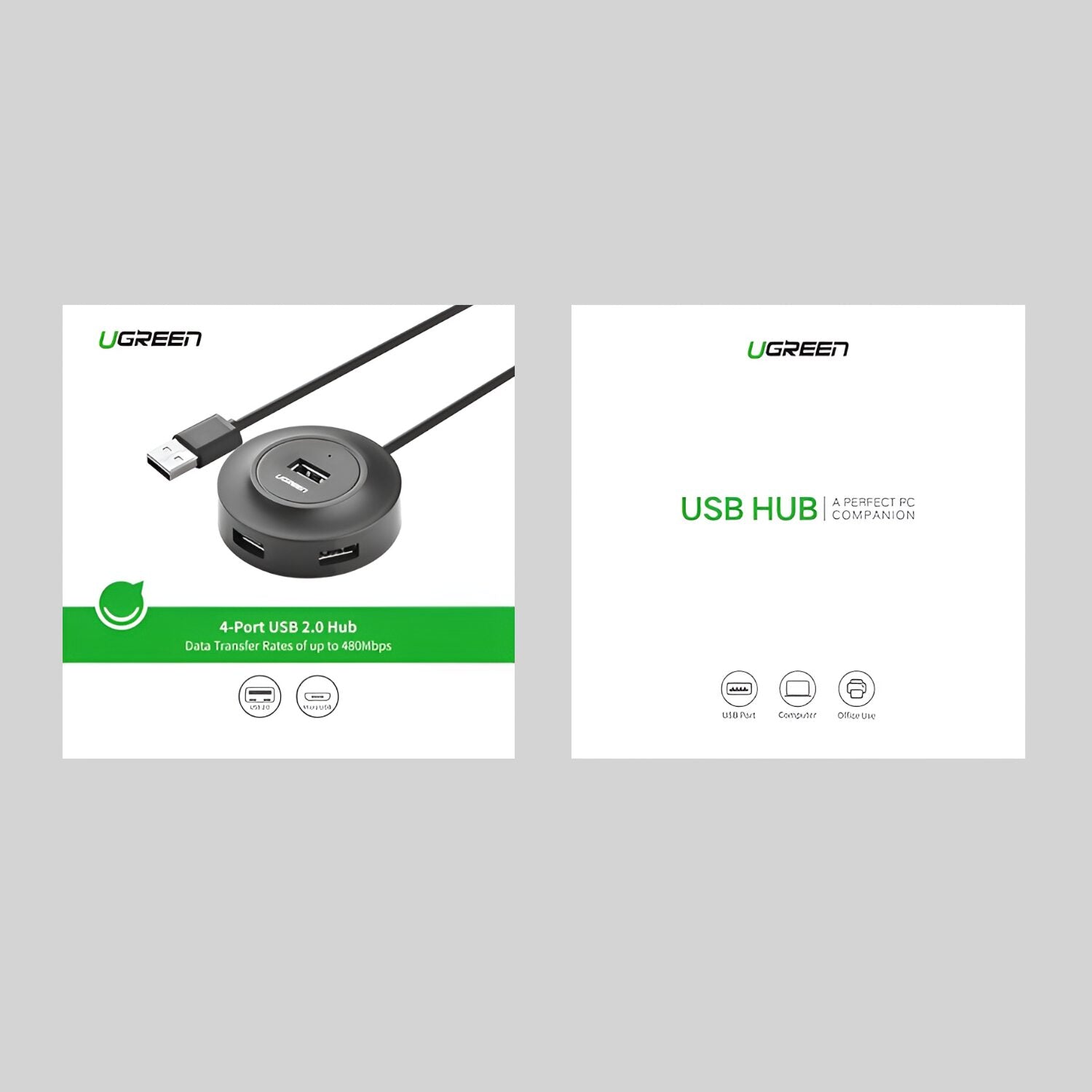 Ugreen 4-IN 1 USB 2.0 Hub (20777) Black image 5
