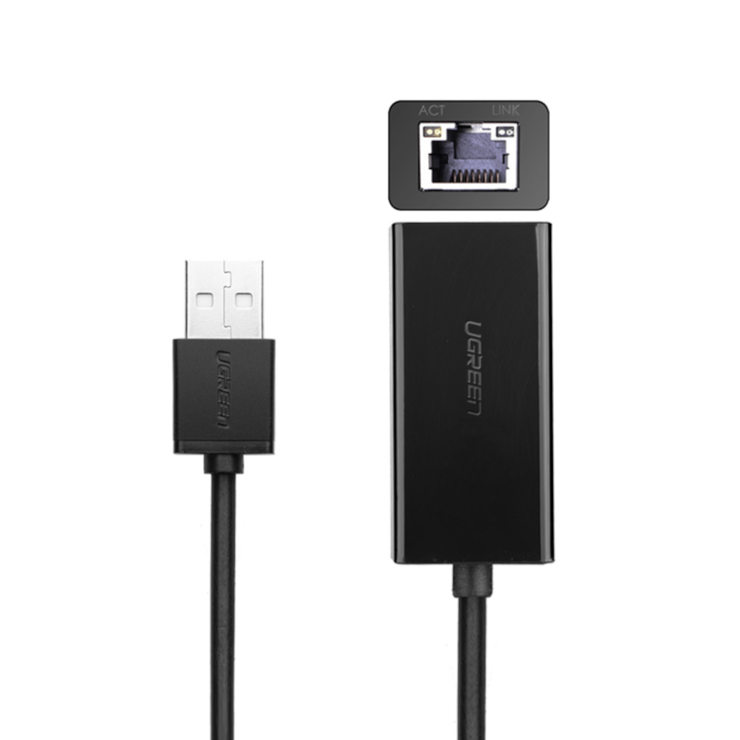 Ugreen CR110 Ethernet Adapter | USB 2.0 To RJ45 Black image 2