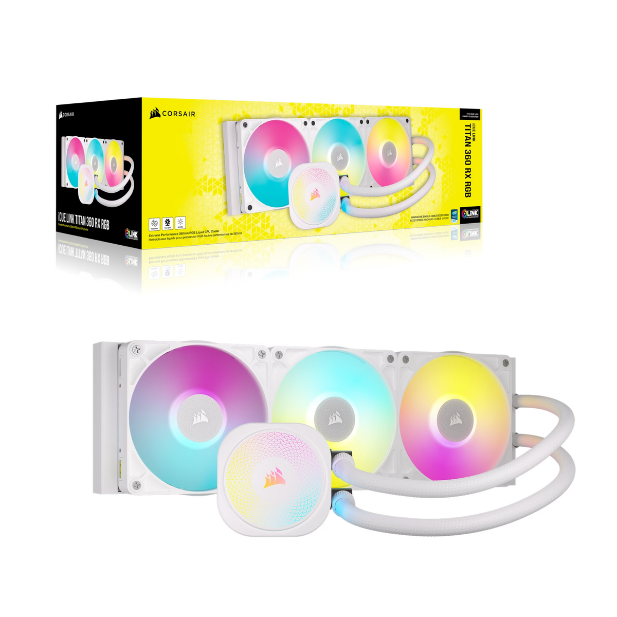 Corsair Icue Link Titan 360 Rx RGB Aio Liquid CPU Cooler White image 5