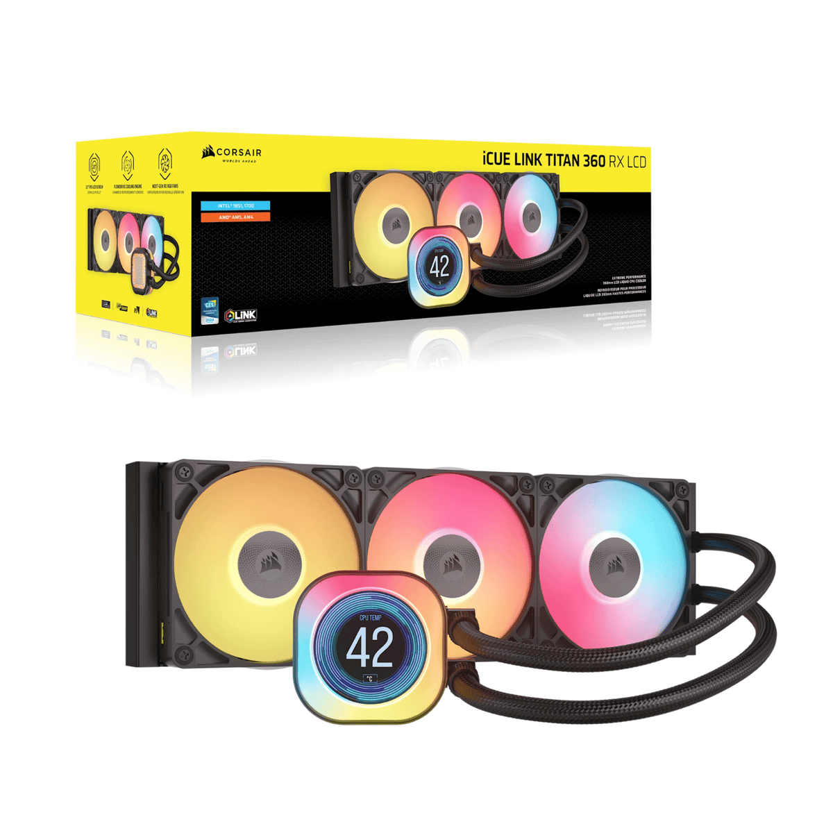 Corsair Icue Link Titan 360 Rx Lcd Liquid CPU Cooler Black image 5
