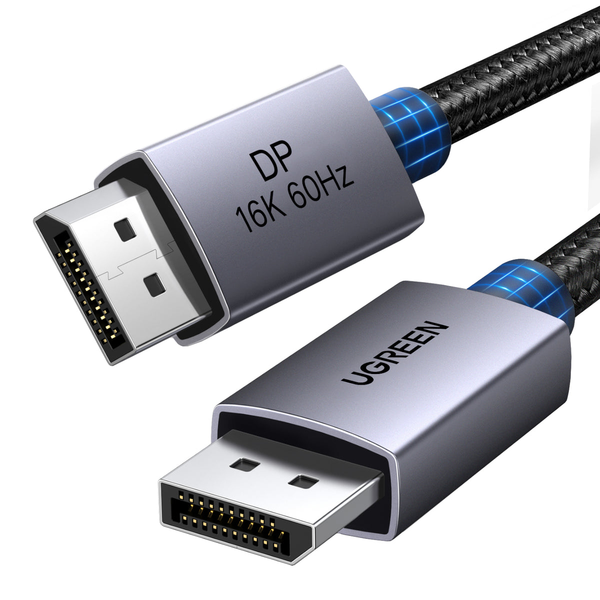 Ugreen DP131 Displayport 2.1 Braided Cable 1M ( 80GBPS | 16K | 60HZ ) Black/Grey