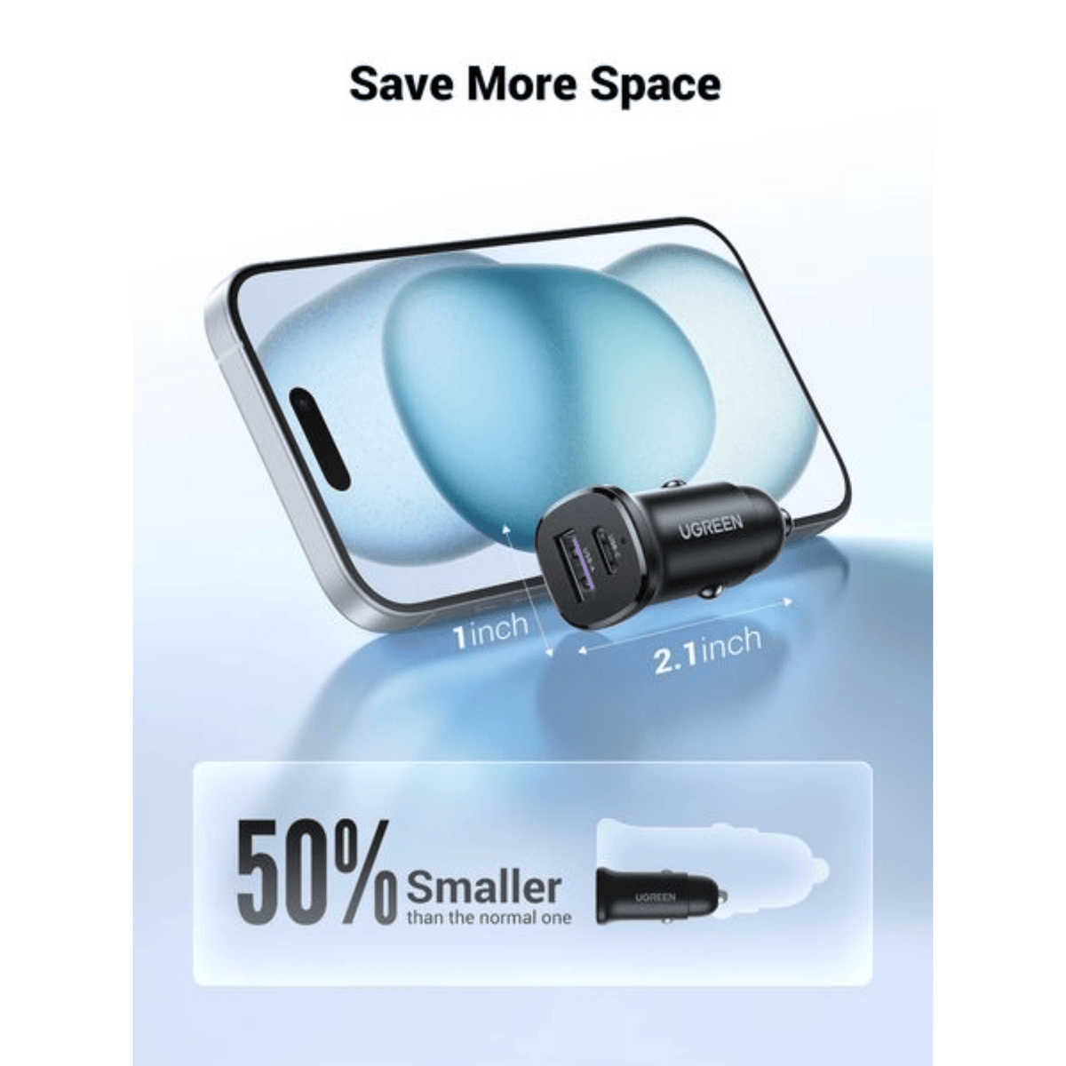 Ugreen Car Charger Fast Charging 30W 2PORTS image 5