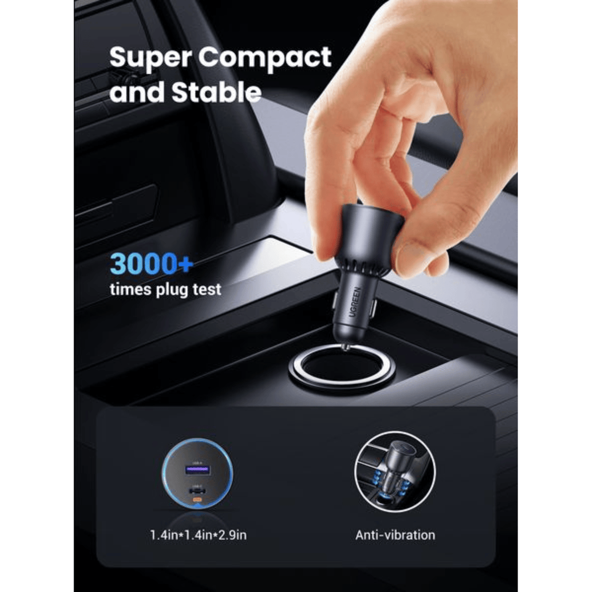 Ugreen 63W Type-C + USB A Fast Car Charger image 5