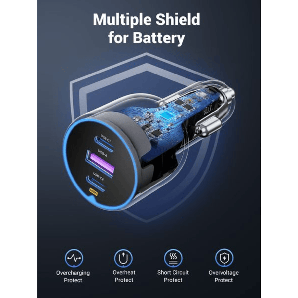 Ugreen 130W USB-C 3-PORT Car Charger image 5