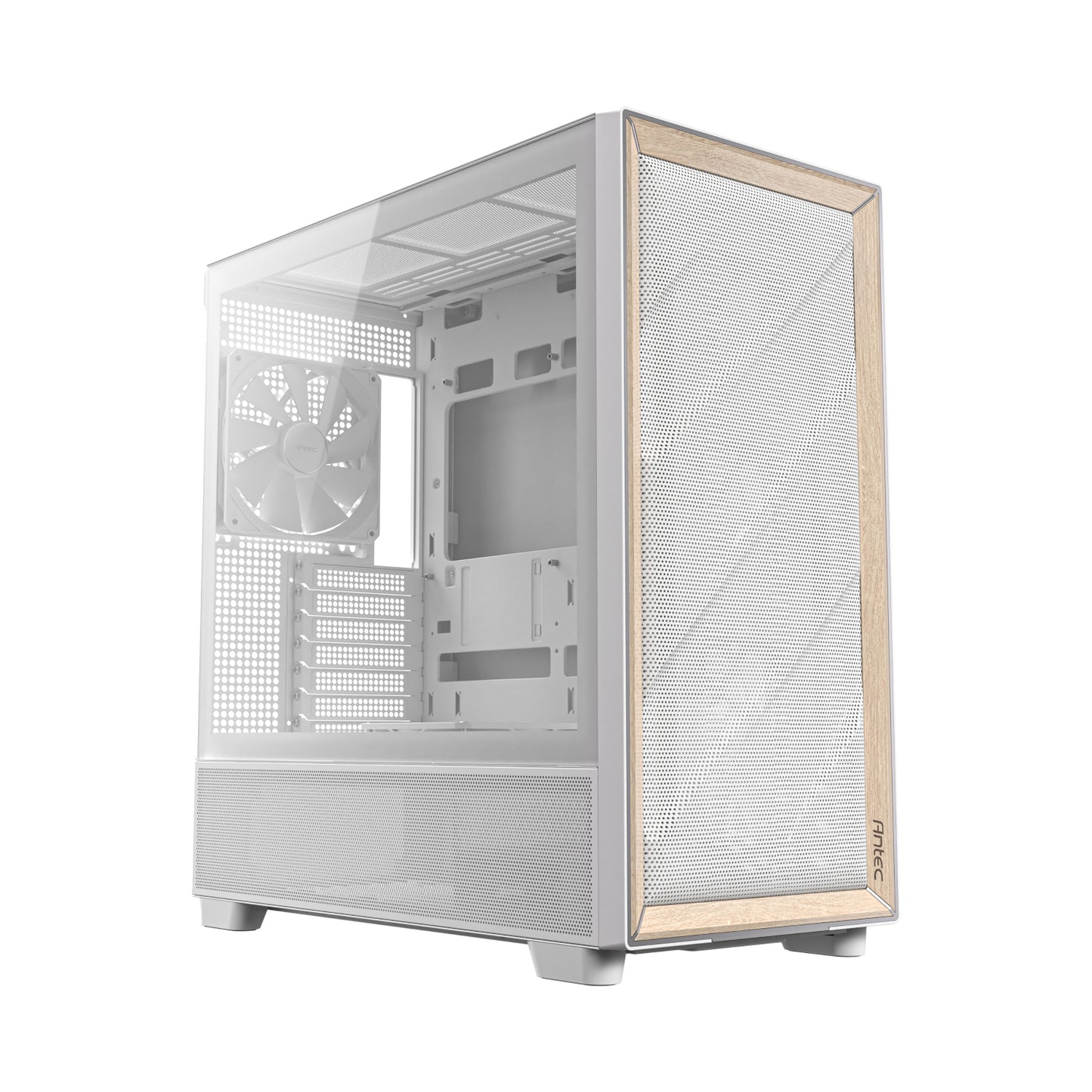 Antec Flux Mid-Tower E-Atx Gaming Chassis Wood Front Panel White