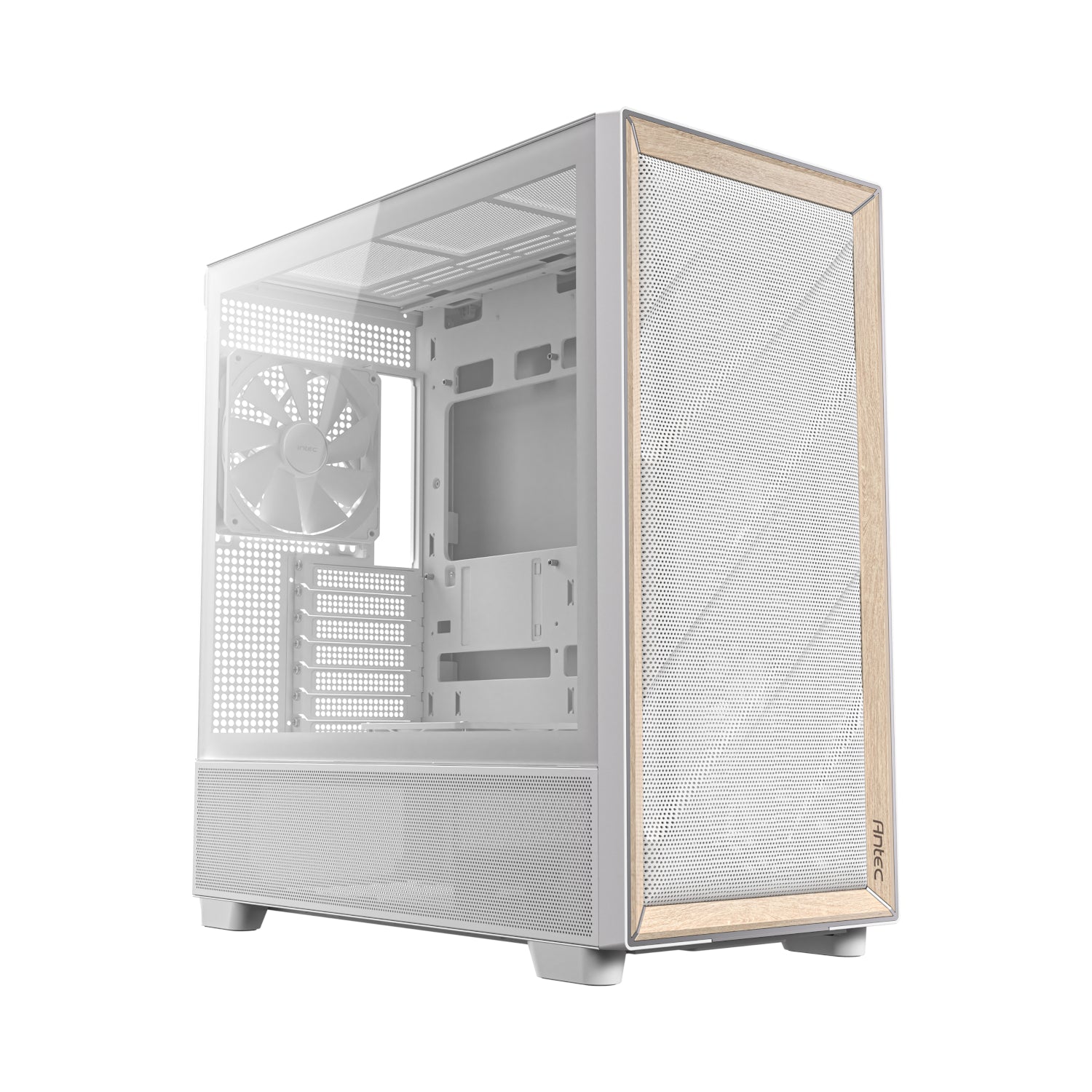 Antec Flux Mid-Tower E-Atx Gaming Chassis Wood Front Panel White