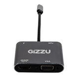 Gizzu 4-IN-1 Type-C To HDMI/VGA/USB3.0 Hub