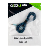 Gizzu 3.5MM Aux Cable 1.5M Black/Blue image 4