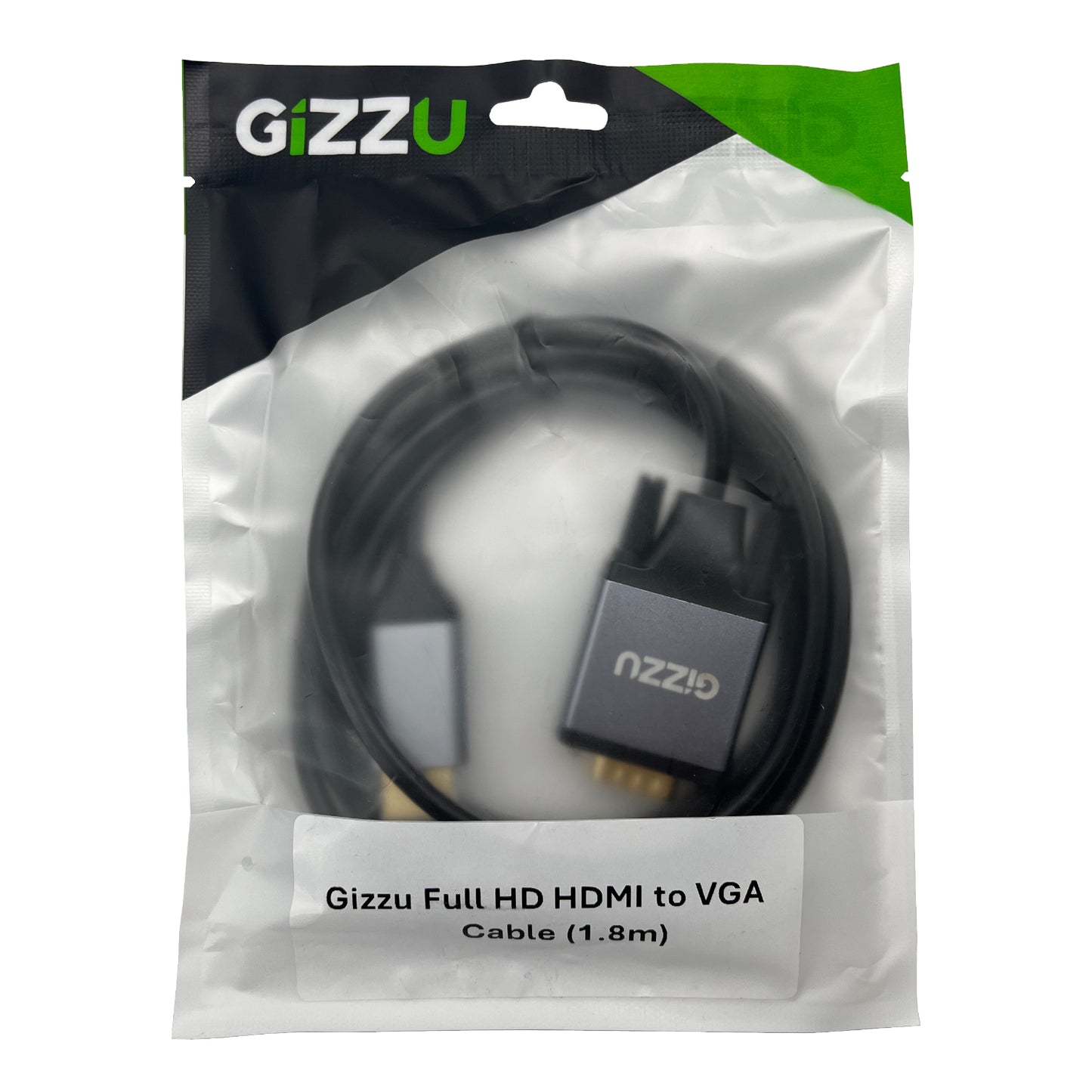 Gizzu Full HD HDMI To VGA Cable (1.8M) Black image 2