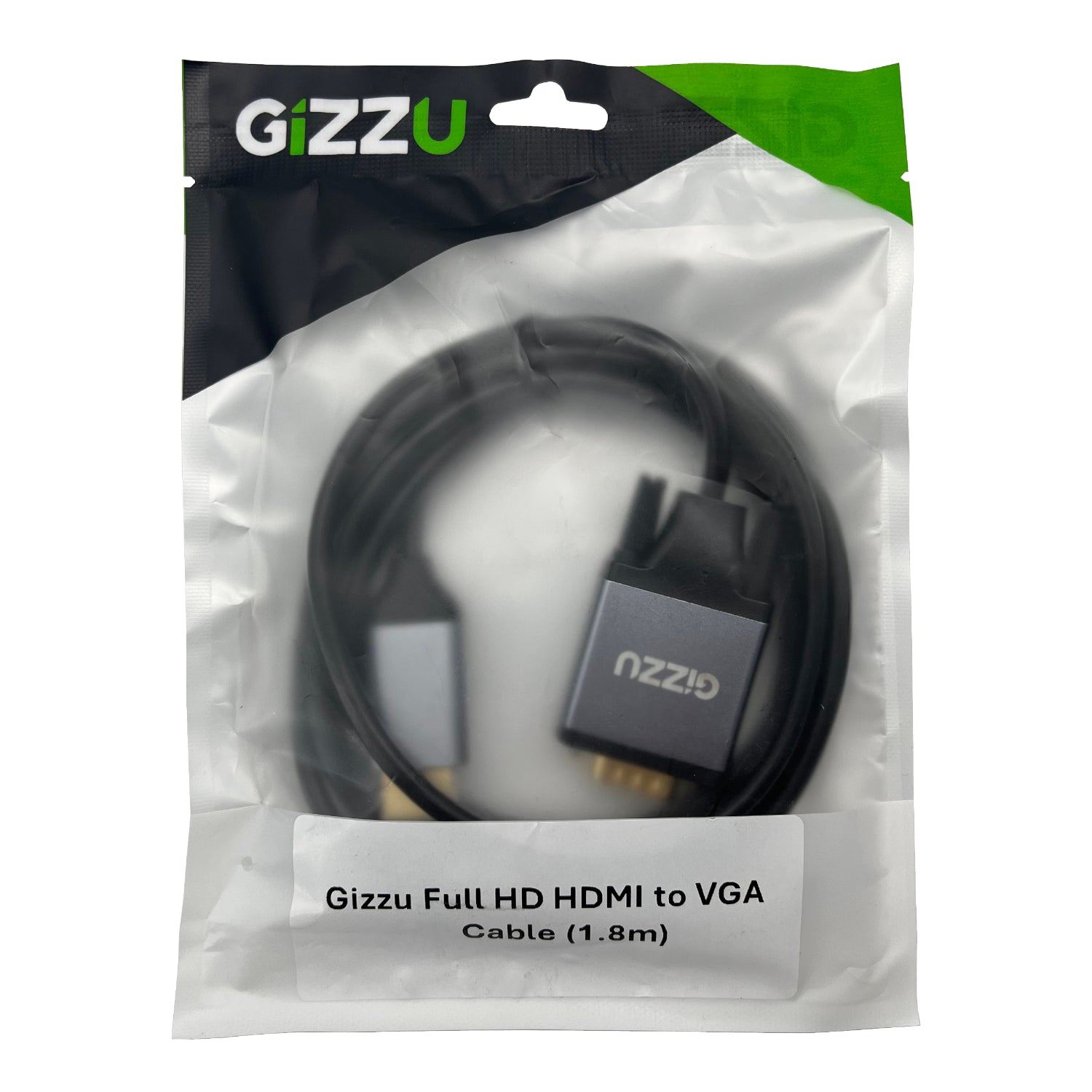 Gizzu Full HD HDMI To VGA Cable (1.8M) Black image 2