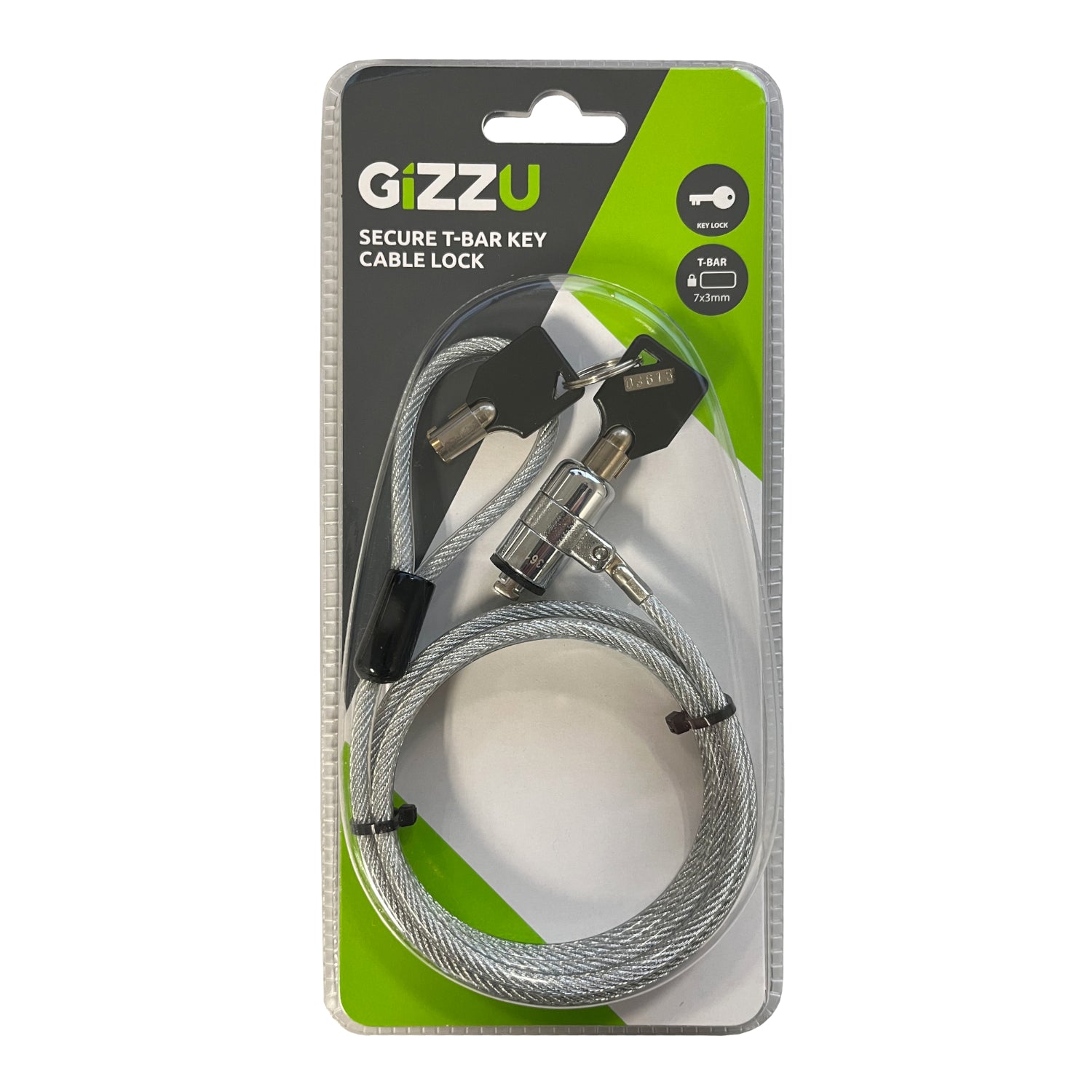 Gizzu 1.8M T-Bar Laptop Cable Lock Master Key Compatible image 2