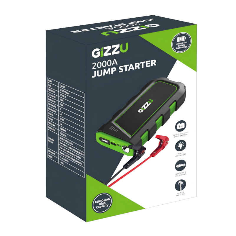 Gizzu 2000A Jump Starter 16000MAH Black image 5