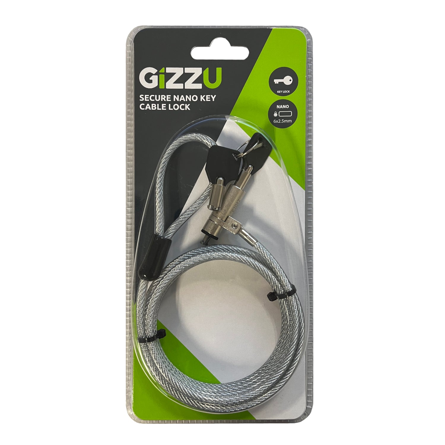 Gizzu 1.8M Nano Key Lock Security Cable With Key image 2