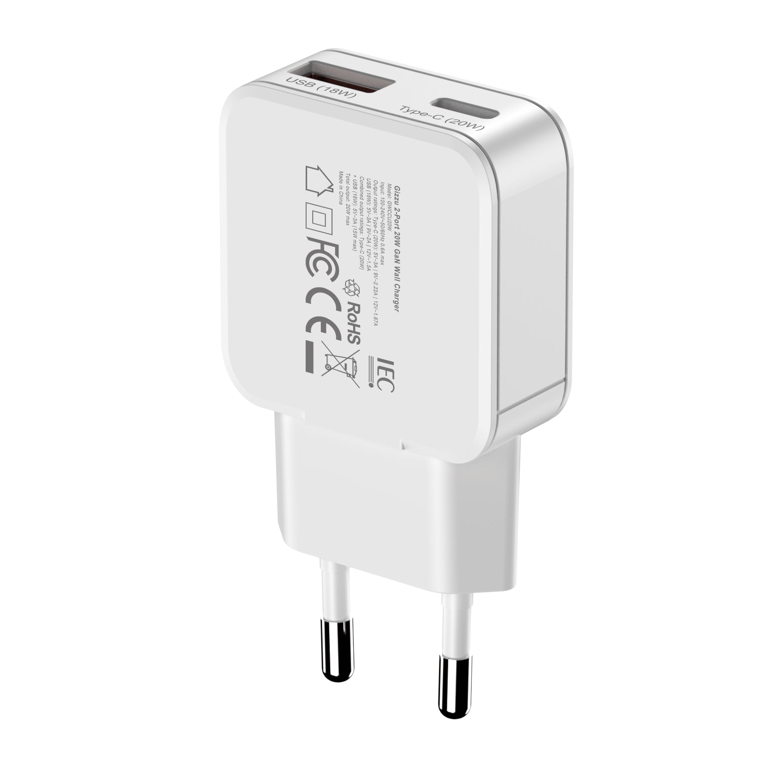Gizzu 2-PORT 20W Gan Wall Charger image 5