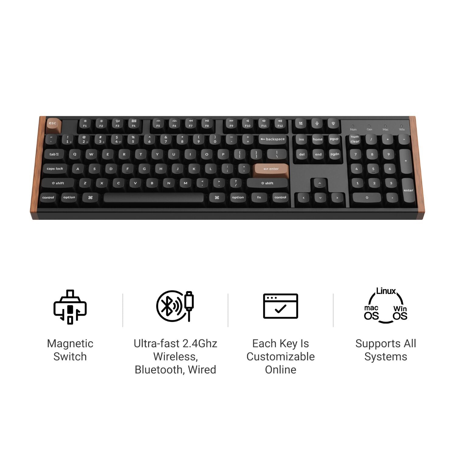 Keychron K10 He 100% Wireless Magnetic Gaming Keyboard Nebula Switches – Black image 3
