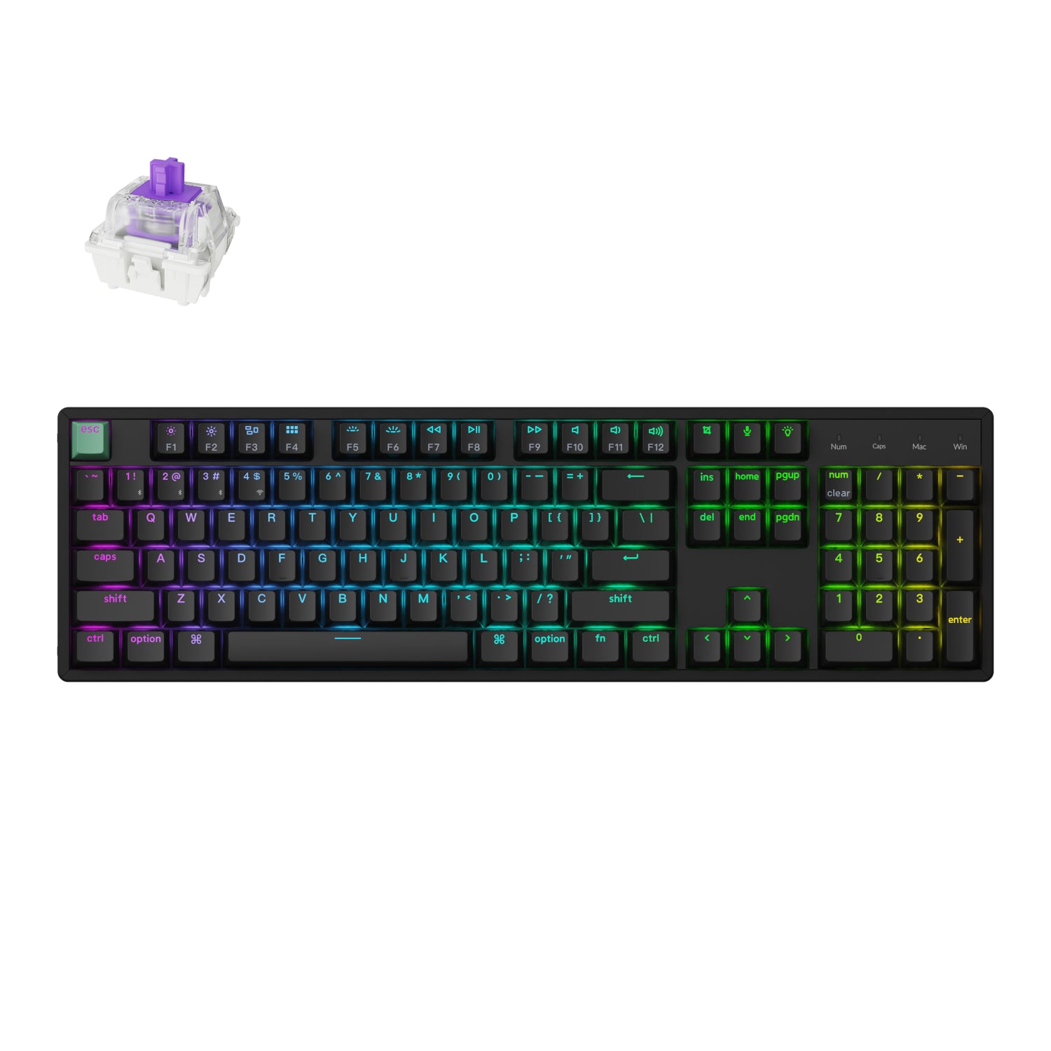 Keychron K10 He 100% Hot-Swap Gateron Dbl-Rail Nebula Switch RGB Wireless Keyboard Black