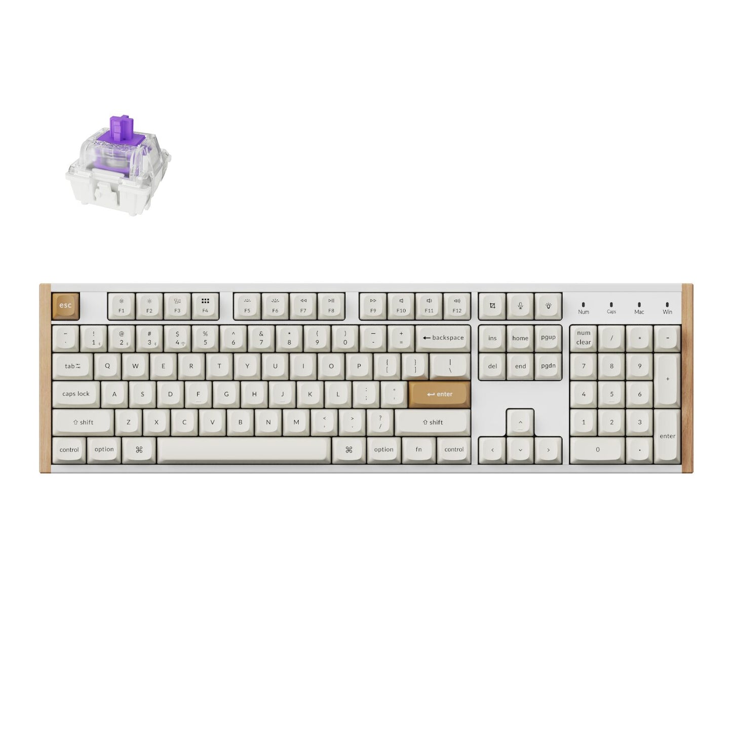 Keychron K10 He Edition Full-Size Hot-Swap Gateron Dbl-Rail Nebula Switch RGB Wireless Keyboard White (wood + Al)