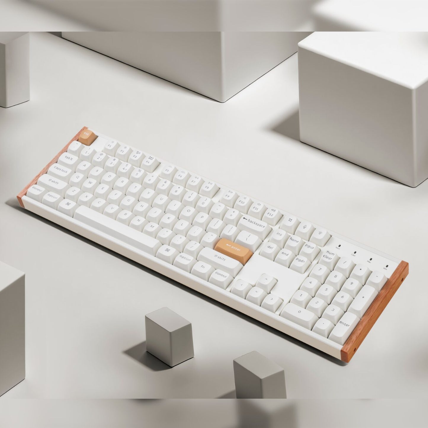 Keychron K10 He Edition Full-Size Hot-Swap Gateron Dbl-Rail Nebula Switch RGB Wireless Keyboard White (wood + Al) image 5