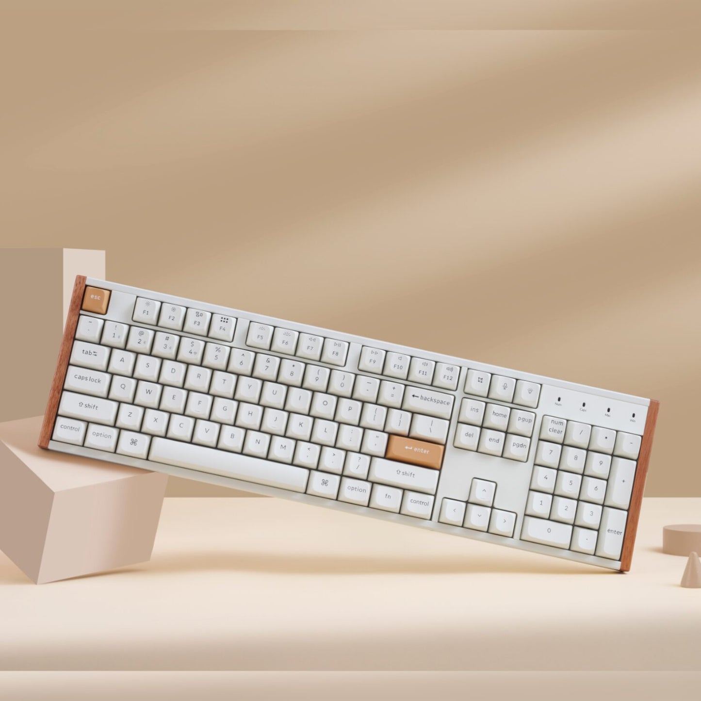 Keychron K10 He Edition Full-Size Hot-Swap Gateron Dbl-Rail Nebula Switch RGB Wireless Keyboard White (wood + Al) image 6