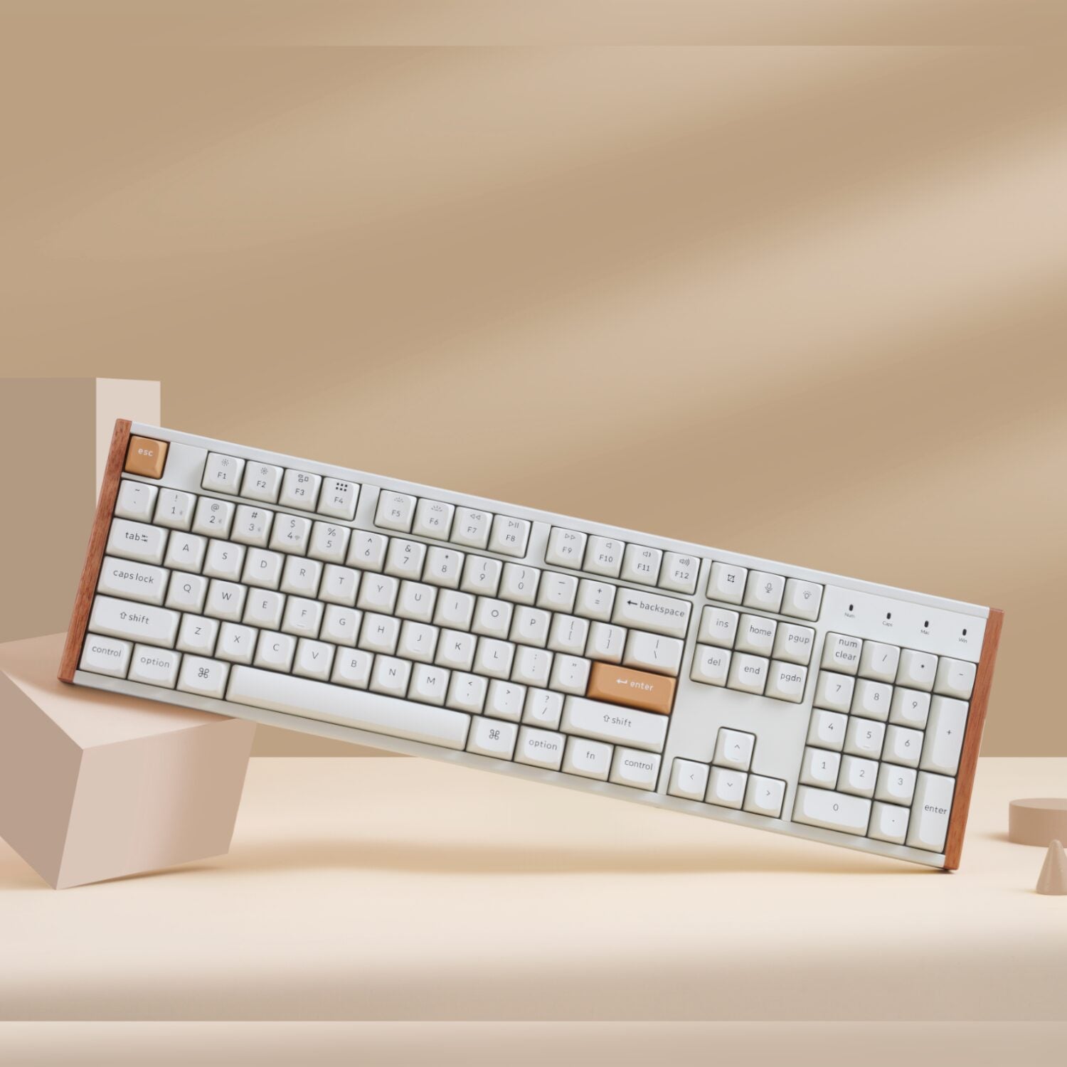 Keychron K10 He Edition Full-Size Hot-Swap Gateron Dbl-Rail Nebula Switch RGB Wireless Keyboard White (wood + Al) image 6