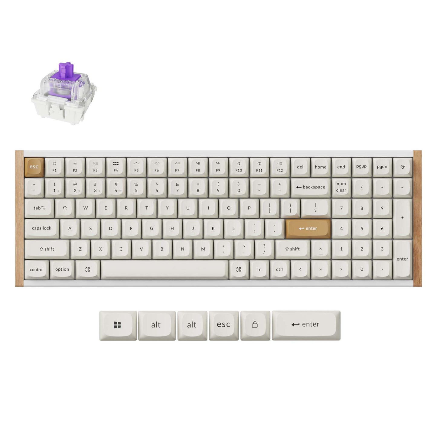 Keychron K4 He 96% Magnetic Switch Hot-Swap RGB Wireless Keyboard – White (wood + Aluminium)