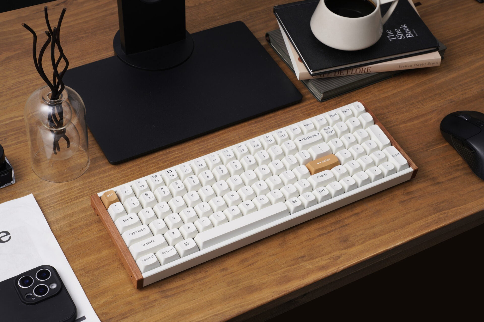 Keychron K4 He 96% Magnetic Switch Hot-Swap RGB Wireless Keyboard – White (wood + Aluminium) image 3