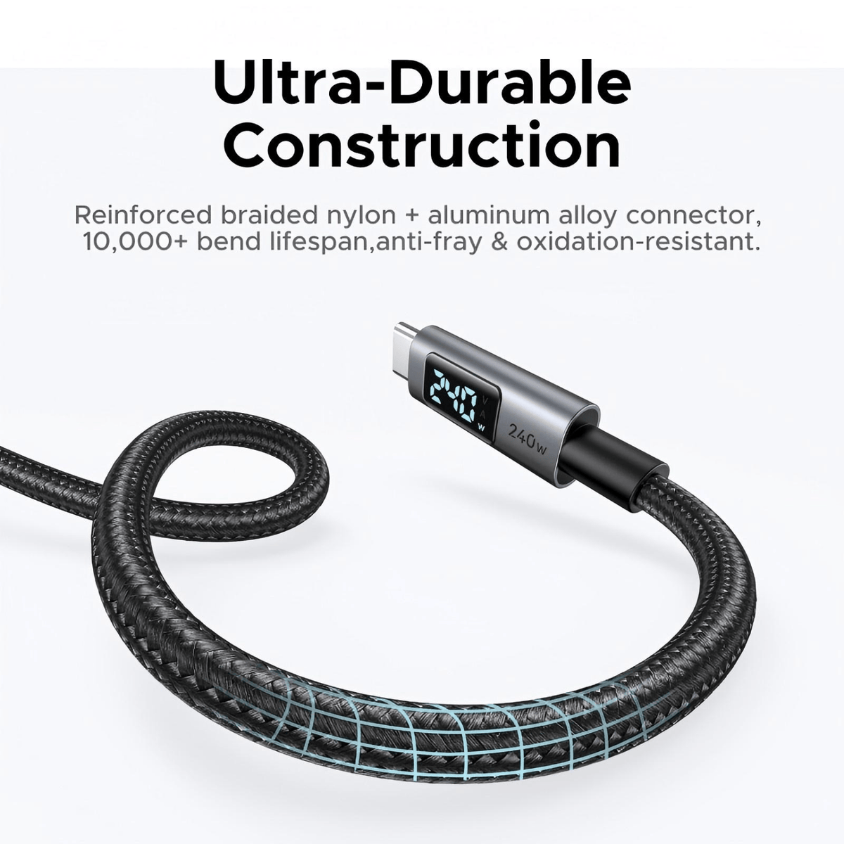 Ugreen 240W USB Type-C Cable With LED Display 1M image 5