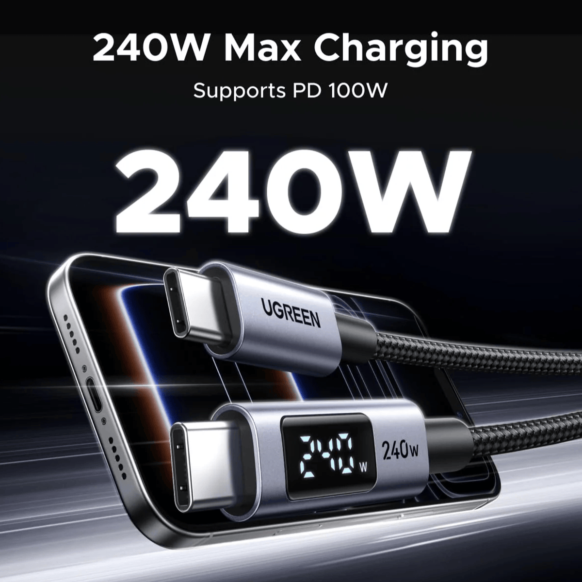 Ugreen 240W USB Type-C Cable With LED Display 1M image 6