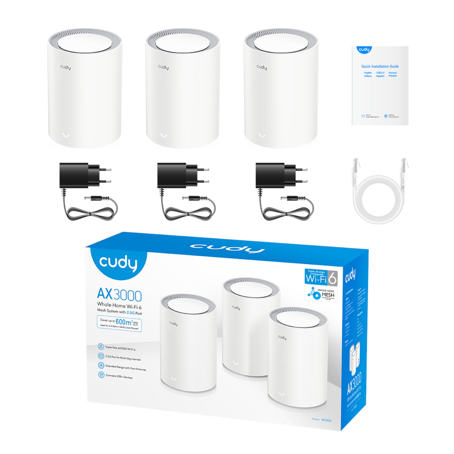 Cudy AX3000 WI-FI 6 Mesh Kit 3 Pack White image 5