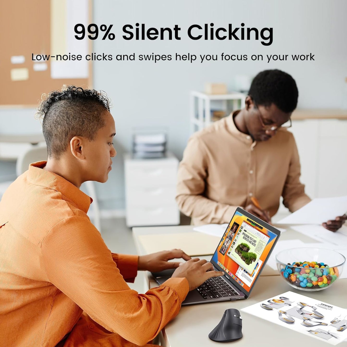 Ugreen Multi-Mode Vertical Mouse Bluetooth And 2.4G Wireless–black image 4
